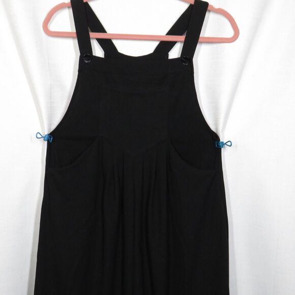 Halara WaffleTextured Adjustable Strap Pleated Wide Leg Overalls In Black Sz XL - Picture 6 of 8